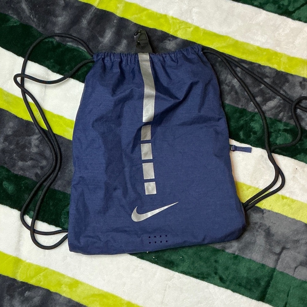 Nike Navy Drawstring Bag with Silver Accents